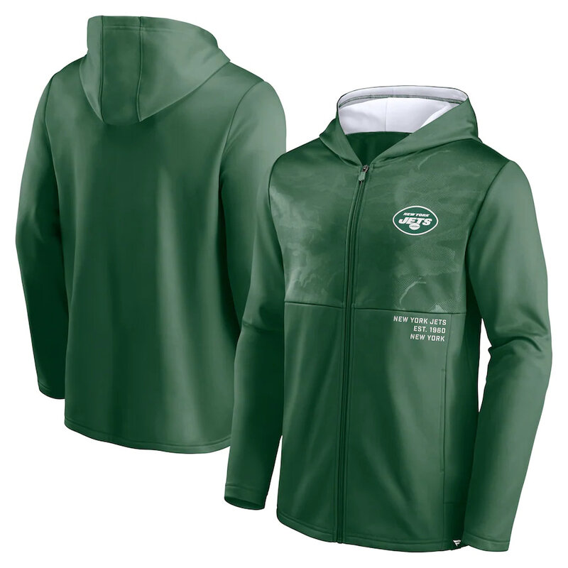 Official NFL merchandise NFL Football Wear New York Jets Zip UP Hoodie Green america National Football League Jersery