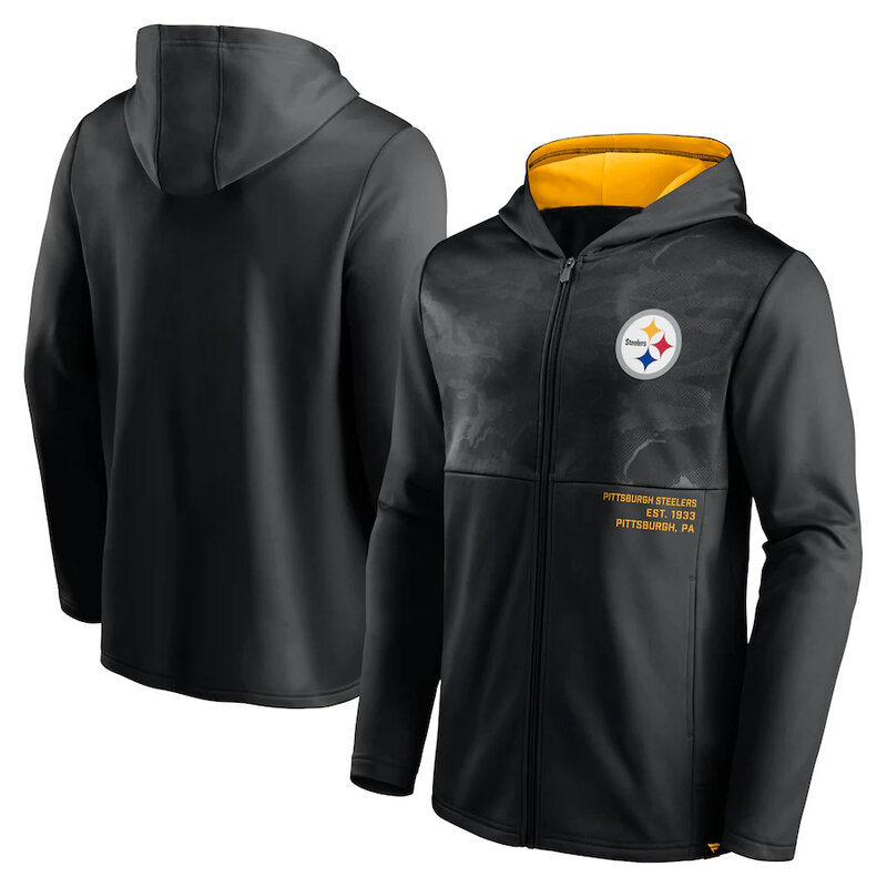 Official NFL merchandise NFL Football Wear Pittsburgh Steelers Zip UP Hoodie Black america National Football League Jersery