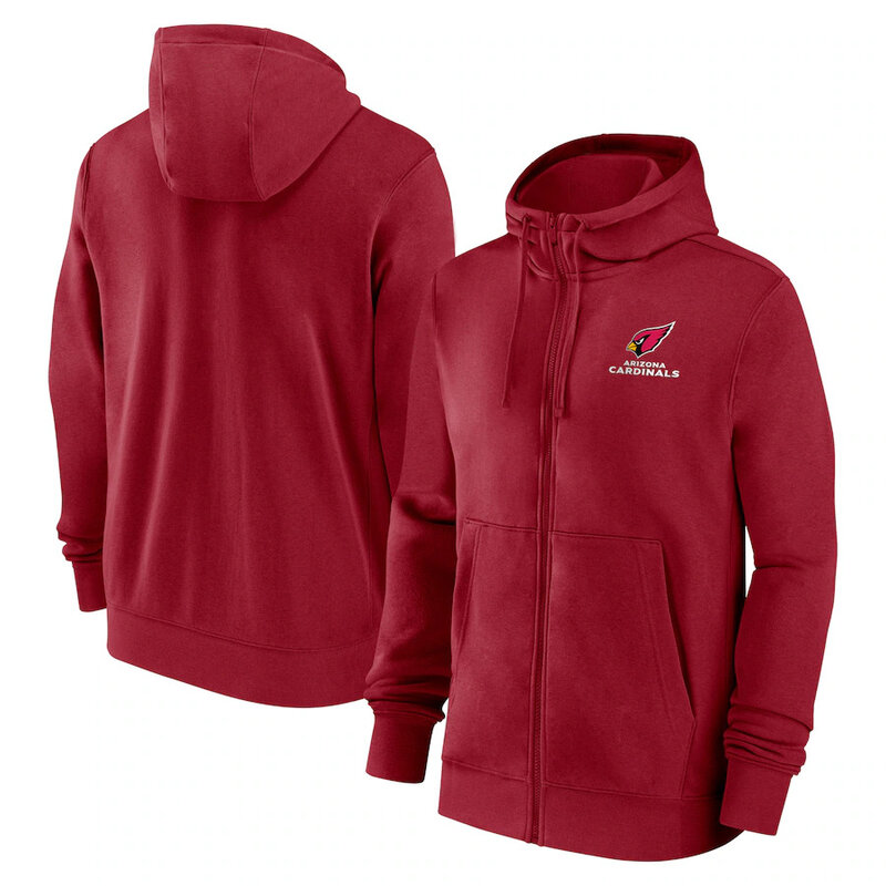 NFL merchandise Team Logo Arizona Cardinals full zip up hoodie - long sleeve hooded sweatshirt