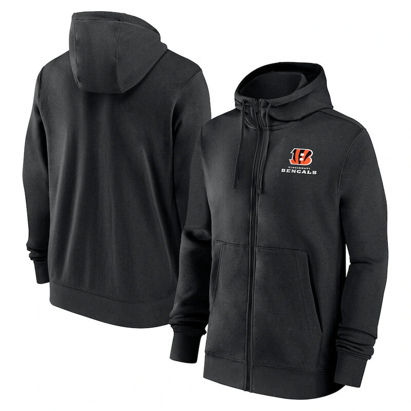 NFL merchandise Team Logo Cincinnati Bengals full zip up hoodie - long sleeve hooded sweatshirt