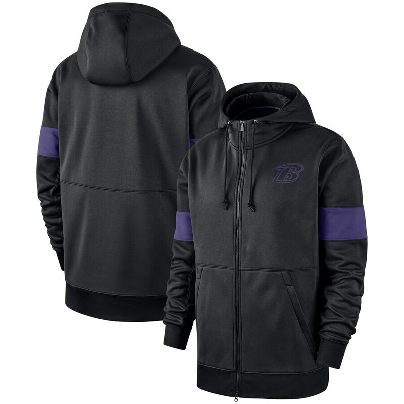 NFL Baltimore Ravens long sleeve zip up hoodie with drawstring hooded,two front pocket,fashion National Football League apparel