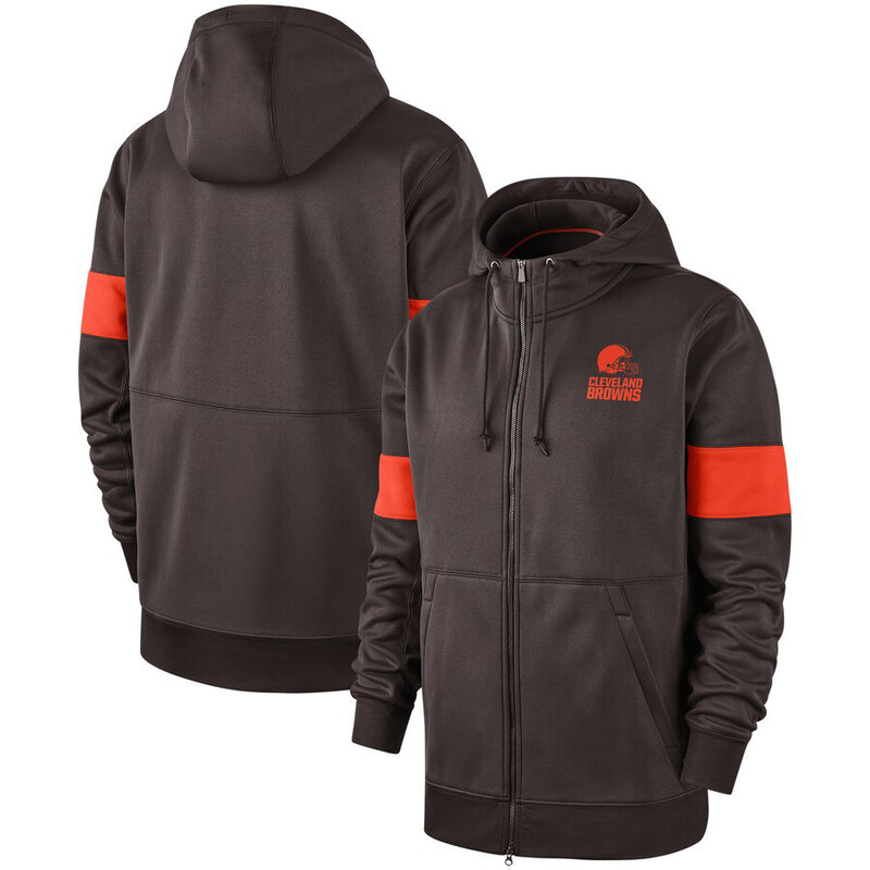 NFL Cleveland Browns long sleeve zip up hoodie with drawstring hooded,two front pocket,fashion National Football League apparel