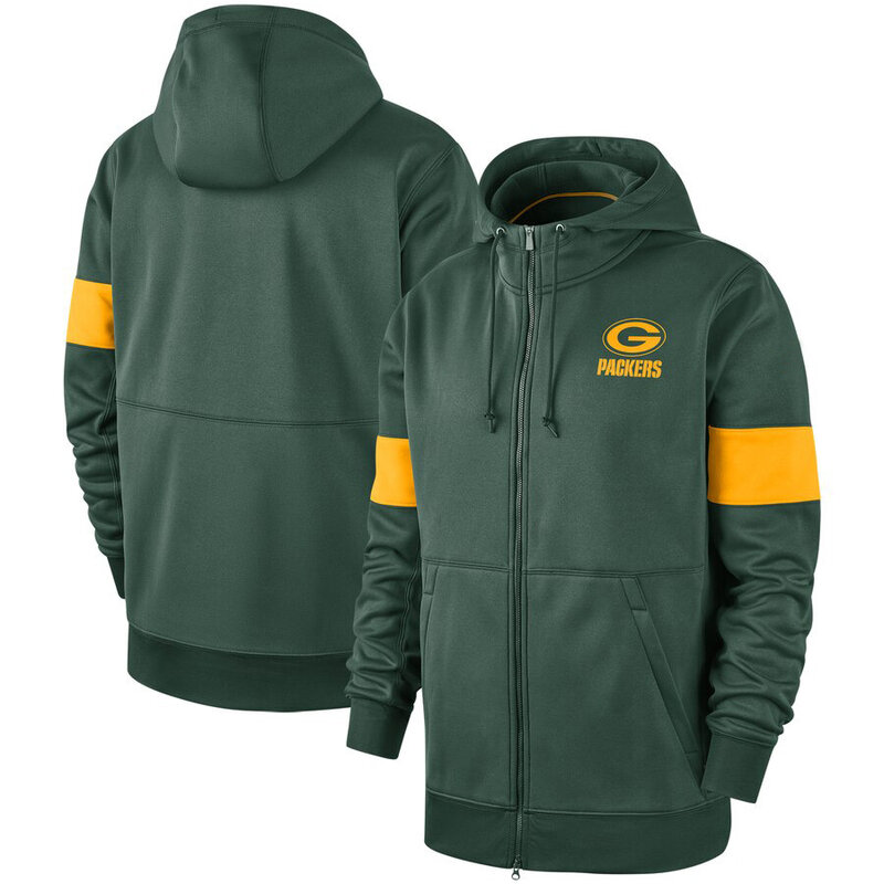 NFL Green Bay Packers long sleeve zip up hoodie with drawstring hooded,two front pocket,fashion National Football League apparel