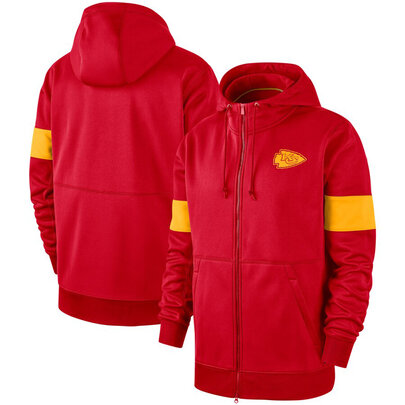 NFL Kansas City Chiefs long sleeve zip up hoodie with drawstring hooded,two front pocket,fashion National Football League apparel