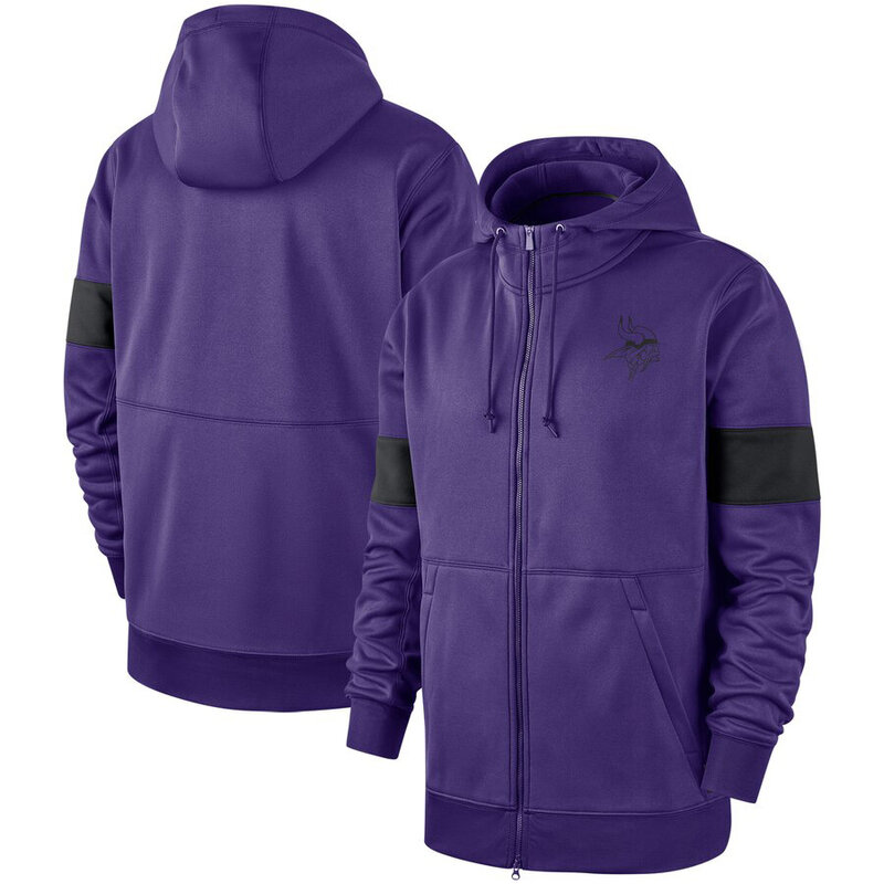 NFL Minnesota Vikings long sleeve zip up hoodie with drawstring hooded,two front pocket,fashion National Football League apparel