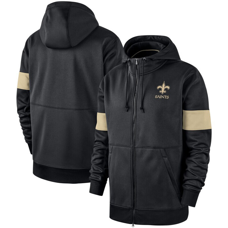 NFL New Orleans Saints long sleeve zip up hoodie with drawstring hooded,two front pocket,fashion National Football League apparel