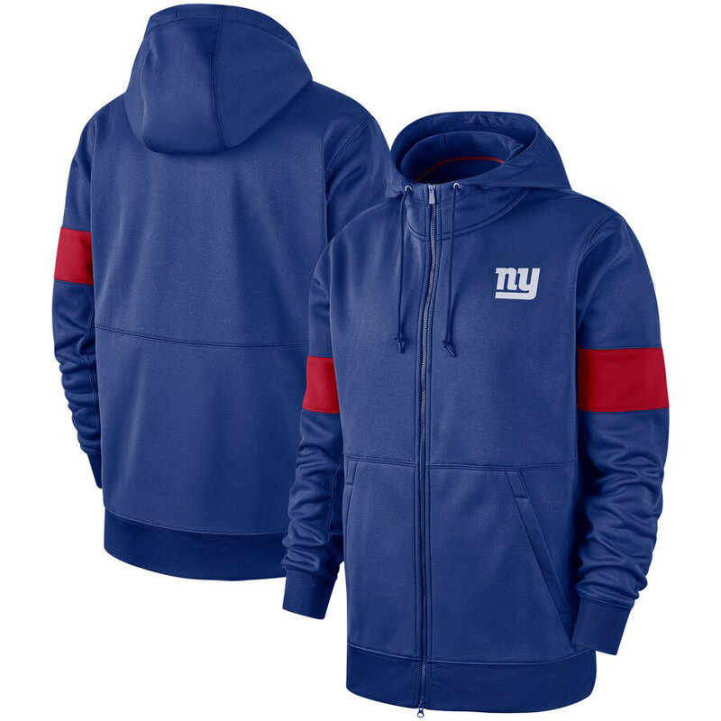 NFL New York Giants long sleeve zip up hoodie with drawstring hooded,two front pocket,fashion National Football League apparel