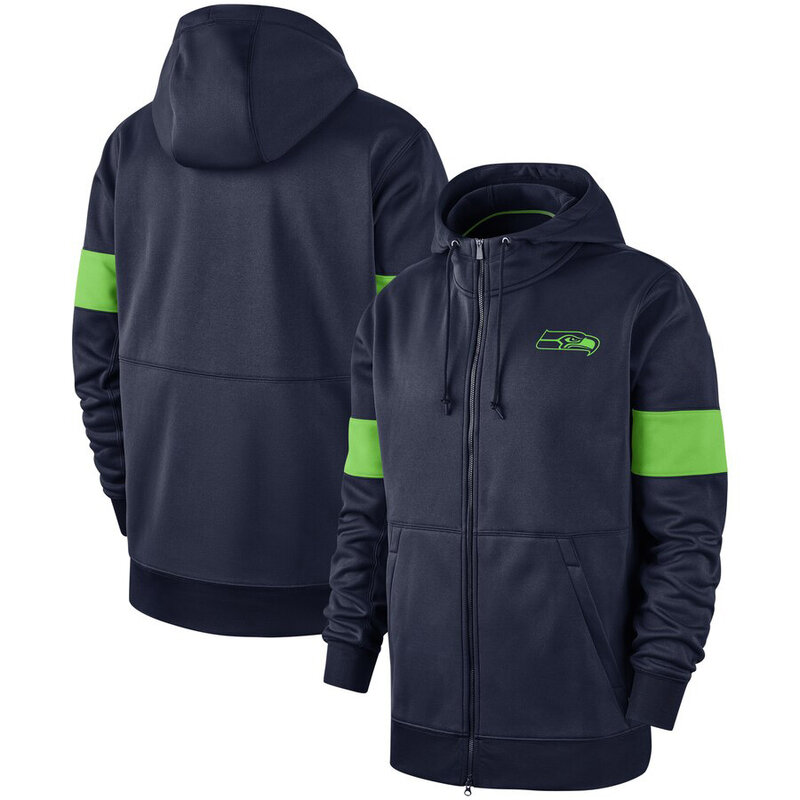 NFL Seattle Seahawks long sleeve zip up hoodie with drawstring hooded,two front pocket,fashion National Football League apparel