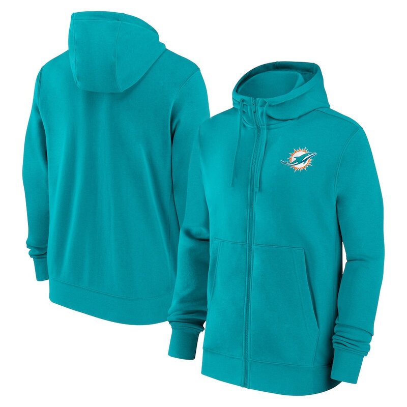 NFL merchandise Team Logo Miami Dolphins full zip up hoodie - long sleeve hooded sweatshirt