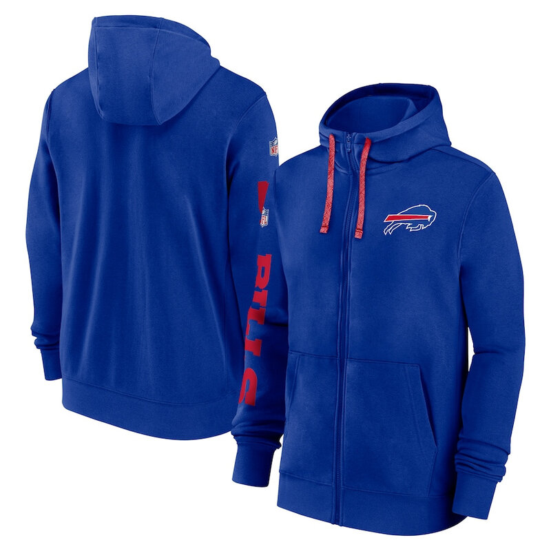 National Football League (NFL) Buffalo Bills full zip up hoodie with drawstring hooded for NFL die-heart fans