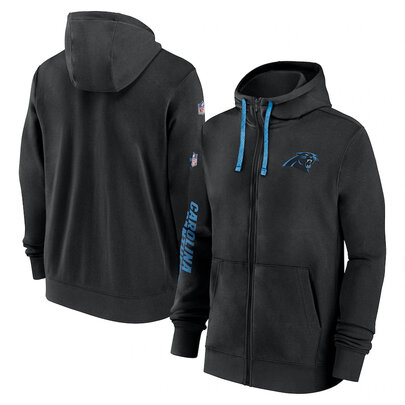 National Football League (NFL) Carolina Panthers full zip up hoodie with drawstring hooded for NFL die-heart fans