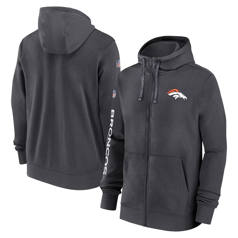 National Football League (NFL) Denver Broncos full zip up hoodie with drawstring hooded for NFL die-heart fans