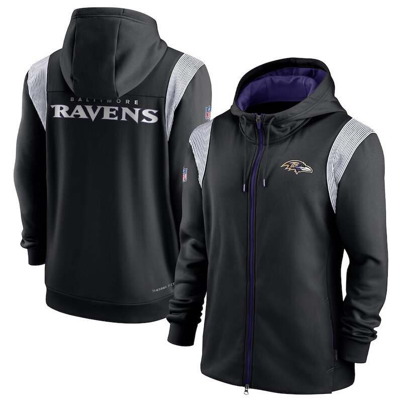 NFL Baltimore Ravens long sleeve full zip up hoodie - hooded sweatshirt,two front pocket,fashion National Football League official licensed NFL football gear apparel