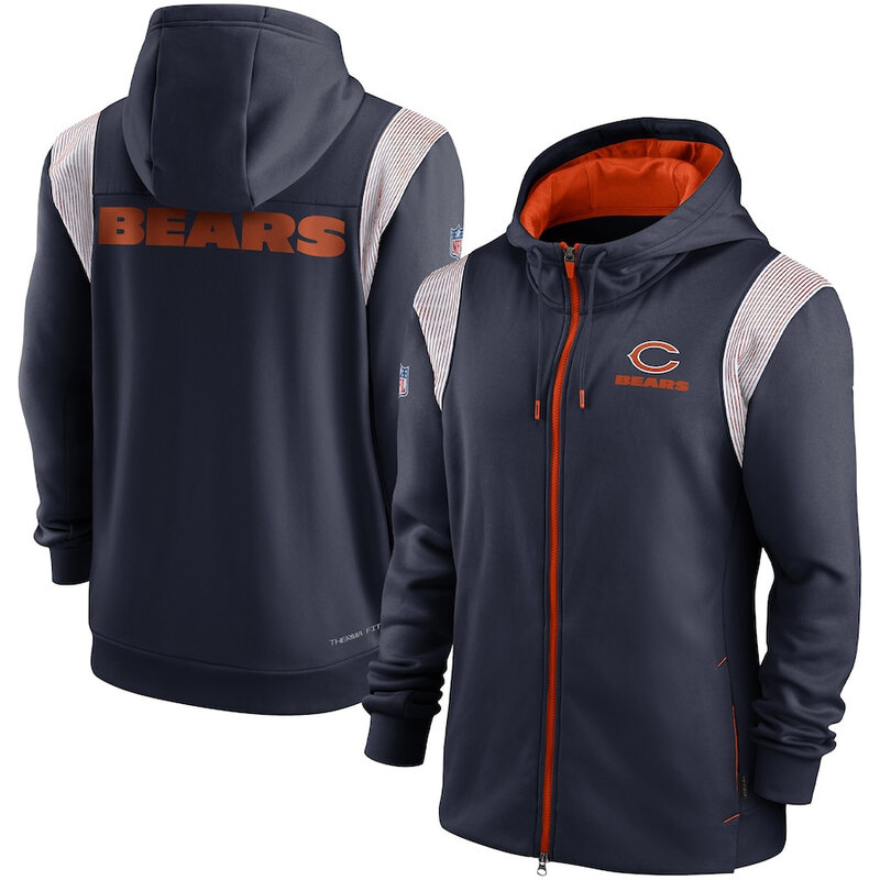 NFL Chicago Bears long sleeve full zip up hoodie - hooded sweatshirt,two front pocket,fashion National Football League official licensed NFL football gear apparel