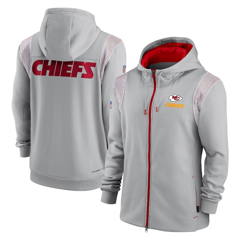 NFL Kansas City Chiefs long sleeve full zip up hoodie - hooded sweatshirt,two front pocket,fashion National Football League official licensed NFL football gear apparel