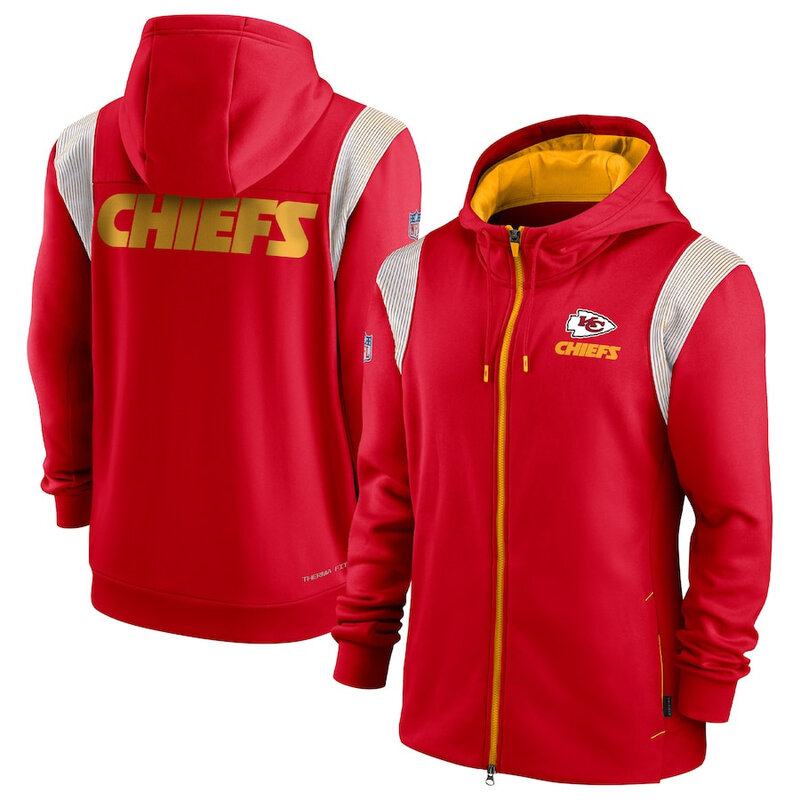 NFL Kansas City Chiefs long sleeve full zip up hoodie - hooded sweatshirt,two front pocket,fashion National Football League official licensed NFL football gear apparel