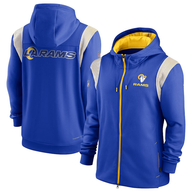 NFL Los Angeles Rams long sleeve full zip up hoodie - hooded sweatshirt,two front pocket,fashion National Football League official licensed NFL football gear apparel