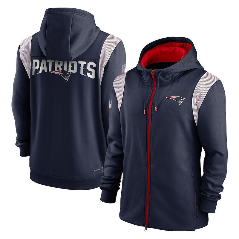 NFL New England Patriots long sleeve full zip up hoodie - hooded sweatshirt,two front pocket,fashion National Football League official licensed NFL football gear apparel