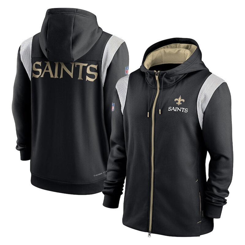 NFL New Orleans Saints long sleeve full zip up hoodie - hooded sweatshirt,two front pocket,fashion National Football League official licensed NFL football gear apparel
