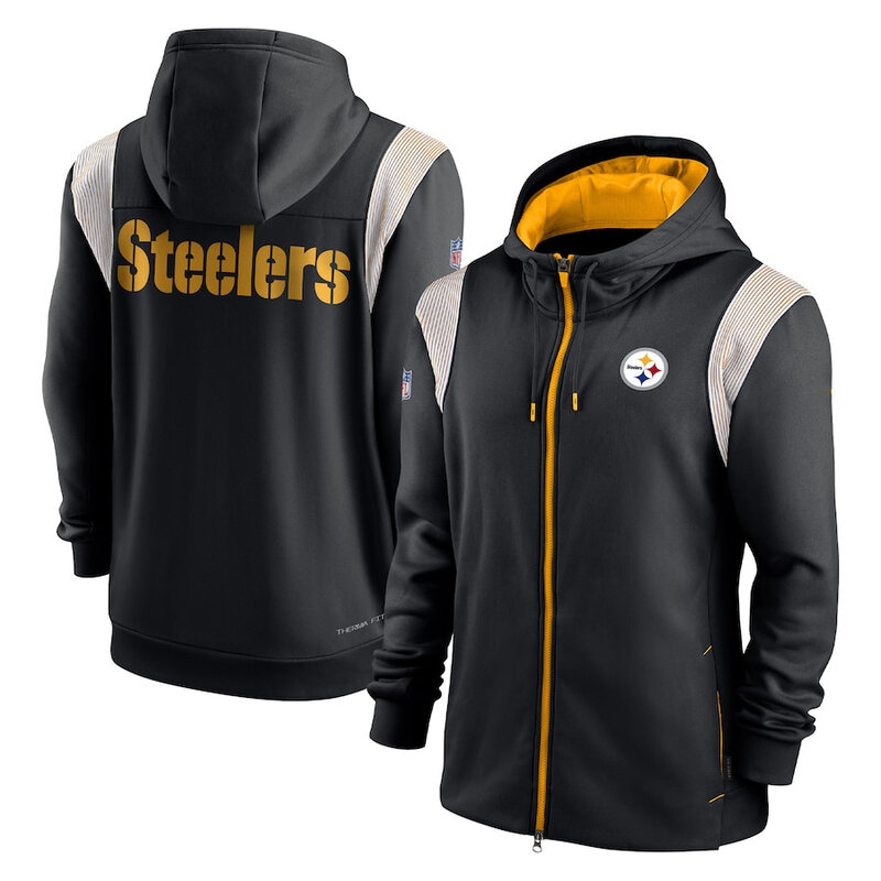 NFL Pittsburgh Steelers long sleeve full zip up hoodie - hooded sweatshirt,two front pocket,fashion National Football League official licensed NFL football gear apparel