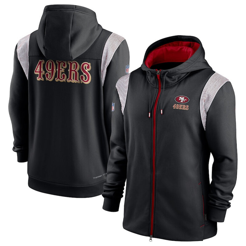 NFL San Francisco 49ers long sleeve full zip up hoodie - hooded sweatshirt,two front pocket,fashion National Football League official licensed NFL football gear apparel