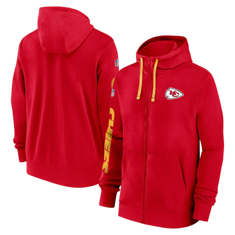 National Football League (NFL) Kansas City Chiefs full zip up hoodie with drawstring hooded for NFL die-heart fans