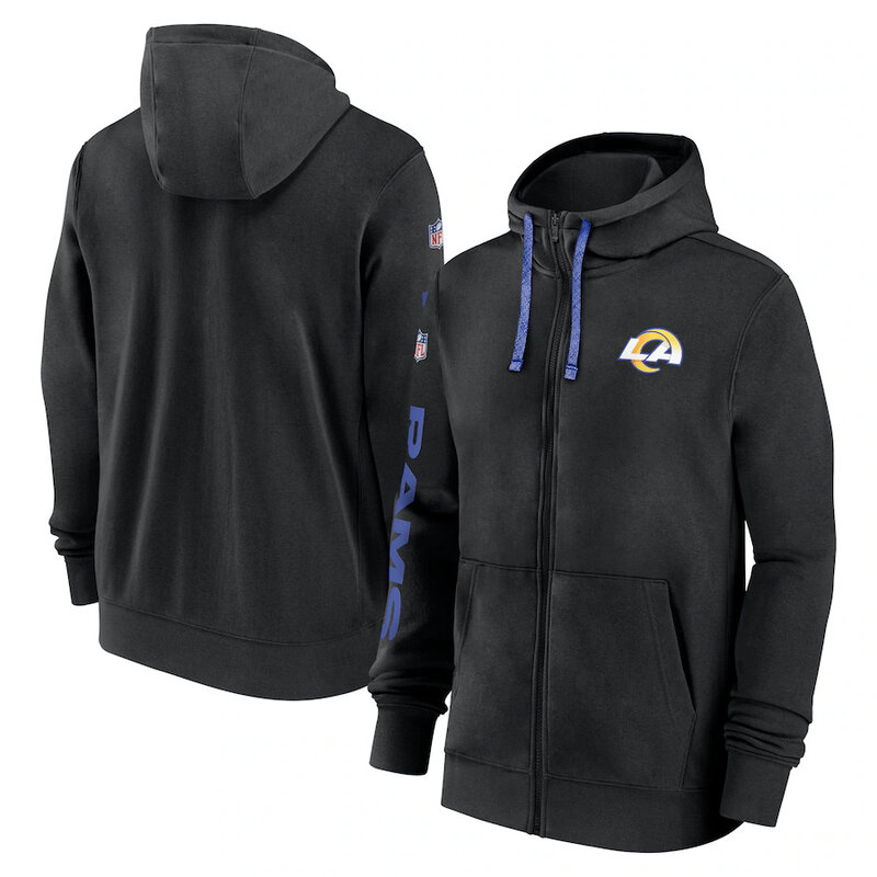 National Football League (NFL) Los Angeles Rams full zip up hoodie with drawstring hooded for NFL die-heart fans
