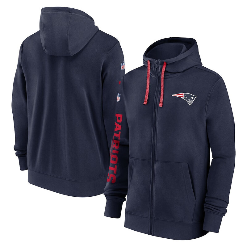National Football League (NFL) New England Patriots full zip up hoodie with drawstring hooded for NFL die-heart fans