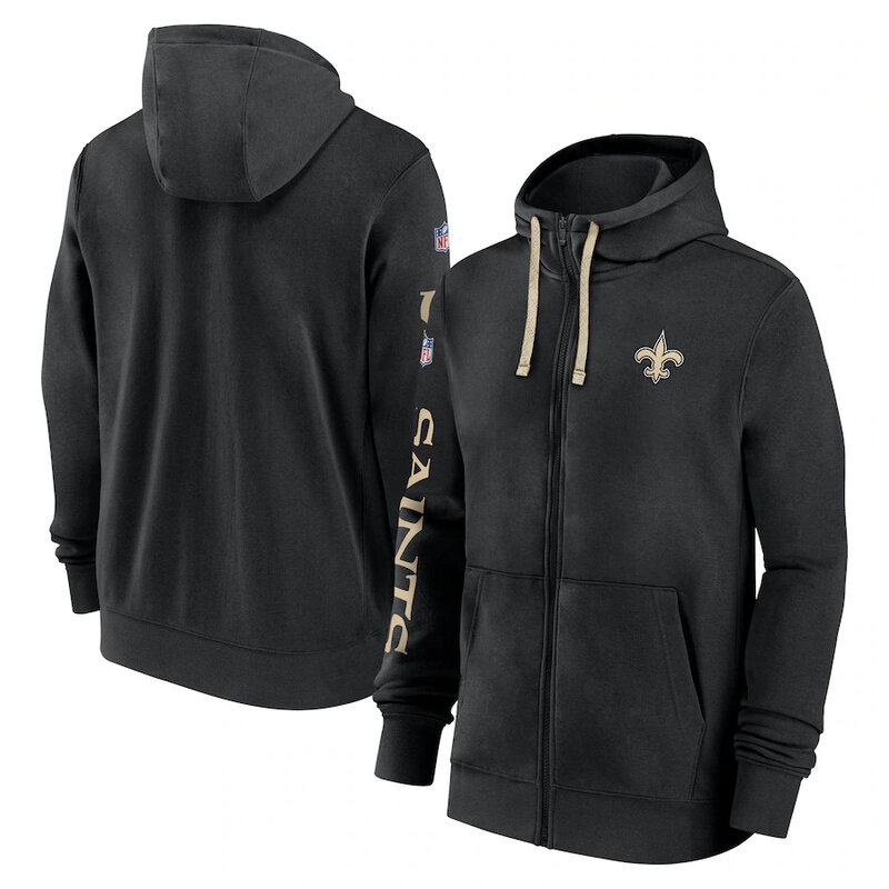 National Football League (NFL) New Orleans Saints full zip up hoodie with drawstring hooded for NFL die-heart fans