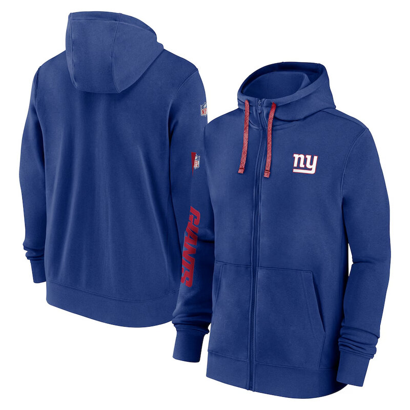 National Football League (NFL) New York Giants full zip up hoodie with drawstring hooded for NFL die-heart fans