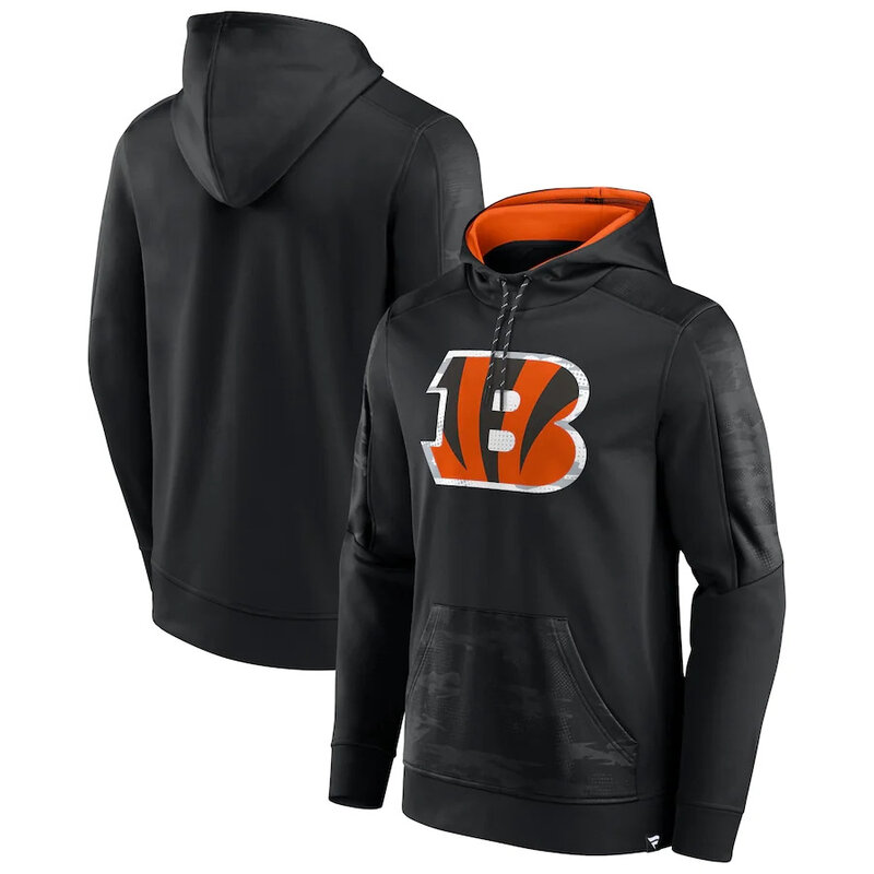 NFL apparel - NFL Cincinnati Bengals American Football Hoodies Black,long sleeve drawstring hooded sweatshirt football wear with front pockets