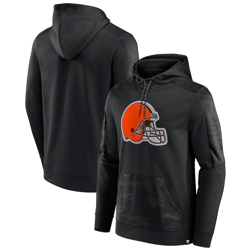 NFL apparel - NFL Cleveland Browns American Football Hoodies Black,long sleeve drawstring hooded sweatshirt football wear with front pockets