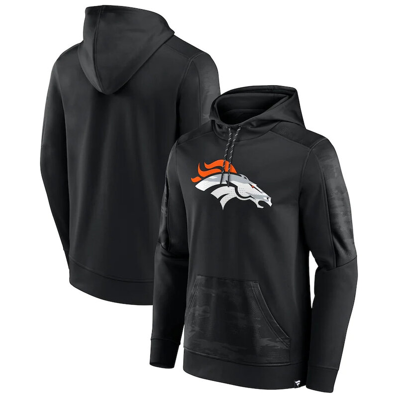 Game Day NFL apparel - NFL Denver Broncos American Football Hoodies Black,long sleeve drawstring hooded sweatshirt football wear with front pockets