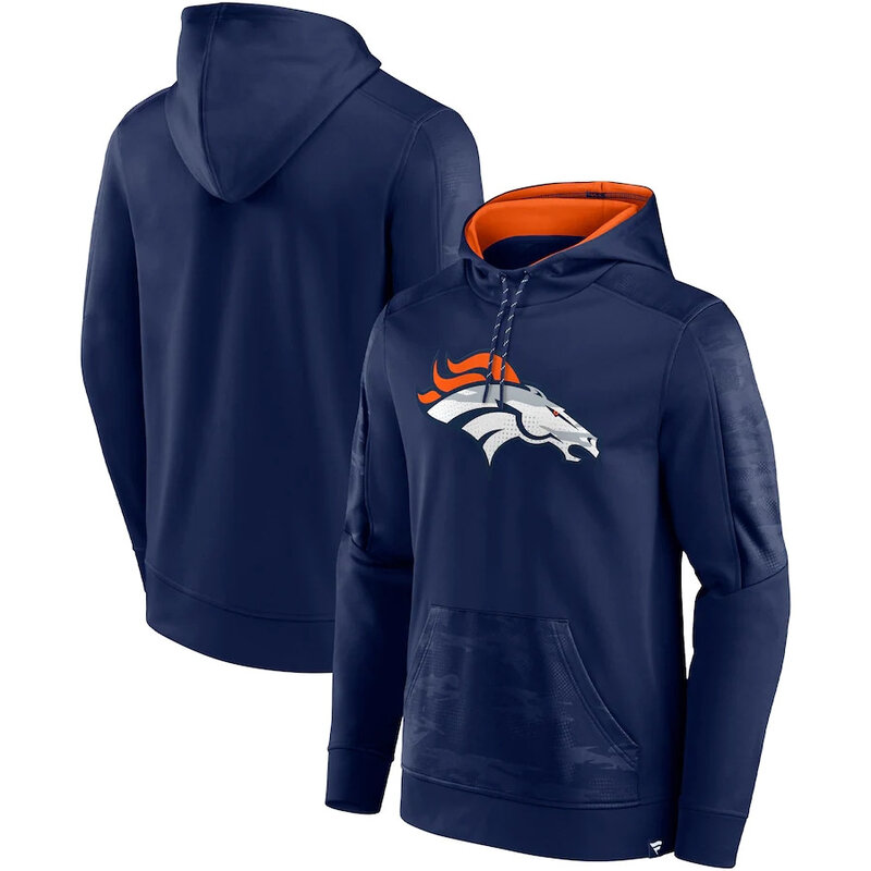 Game Day NFL apparel - NFL Denver Broncos American Football Hoodies Blue,long sleeve drawstring hooded sweatshirt football wear with front pockets