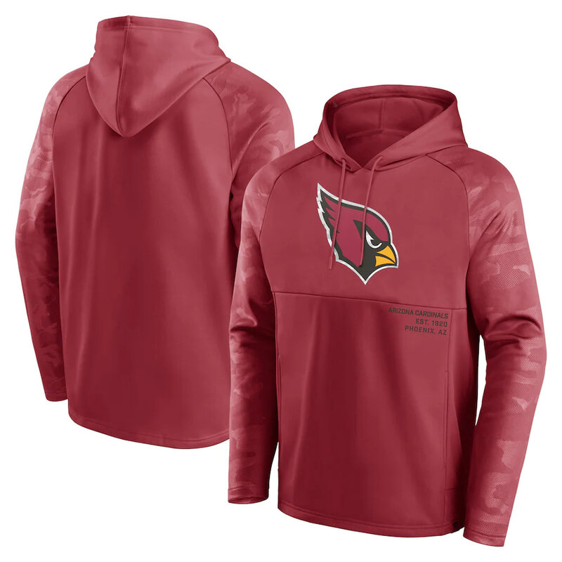 NFL apparel - NFL Team Hoodie Arizona Cardinals Football Gear Red,long sleeve drawstring hooded football gear with front pockets