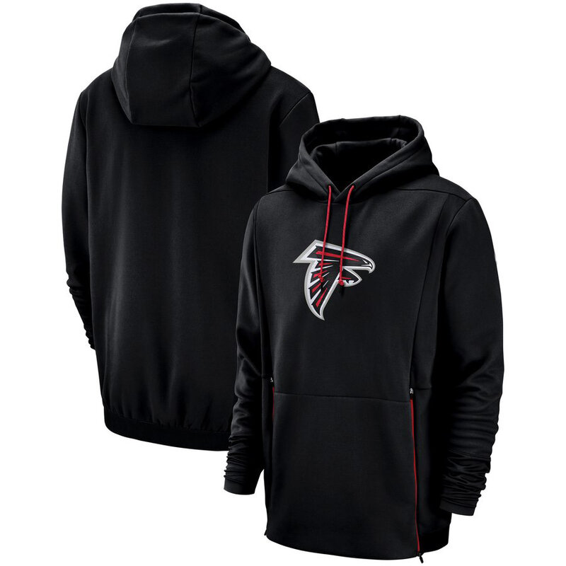 NFL apparel - NFL Team Hoodie Atlanta Falcons Football Apparel Black,long sleeve drawstring hooded football wear with front pockets