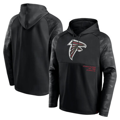 NFL apparel - NFL Team Hoodie Atlanta Falcons Football Gear Black,long sleeve drawstring hooded football wear with front pockets