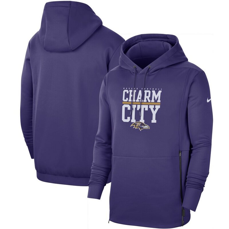 NFL apparel - NFL Team Hoodie Baltimore Ravens Football Apparel Blue,long sleeve drawstring hooded football wear with front pockets
