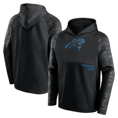 NFL apparel - NFL Team Hoodie Carolina Panthers Football Gear Black,long sleeve drawstring hooded sweatshirt football wear with front pockets