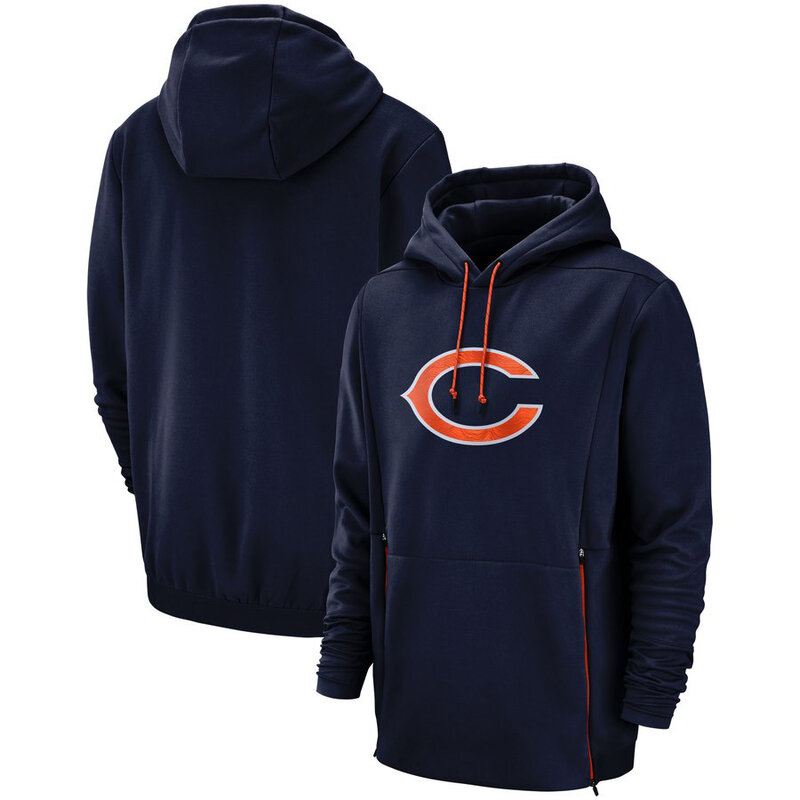 NFL apparel - NFL Team Hoodie Chicago Bears Football Apparel Blue,long sleeve drawstring hooded sweatshirt football wear with front pockets