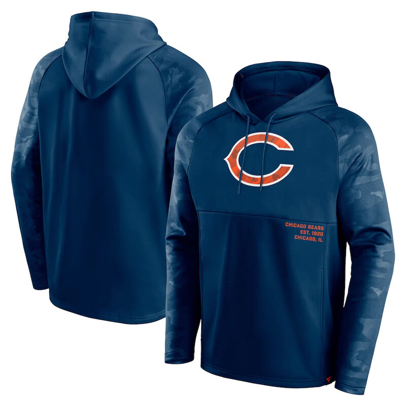 NFL apparel - NFL Team Hoodie Chicago Bears Football Gear Blue,long sleeve drawstring hooded sweatshirt football wear with front pockets
