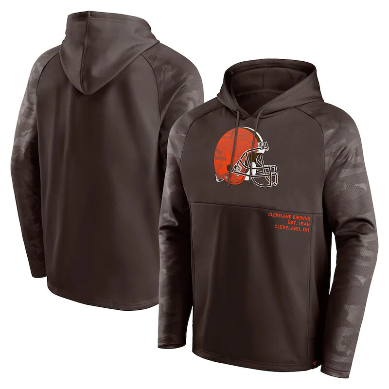 NFL apparel - NFL Team Hoodie Cleveland Browns Football Gear Brown,long sleeve drawstring hooded sweatshirt football wear with front pockets