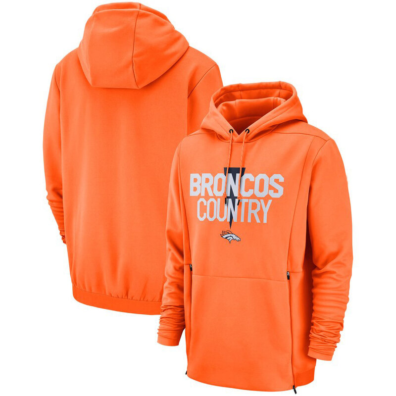 Game Day NFL apparel - NFL Team Hoodie Denver Broncos Country Apparel Orange,long sleeve drawstring hooded sweatshirt football wear with front pockets