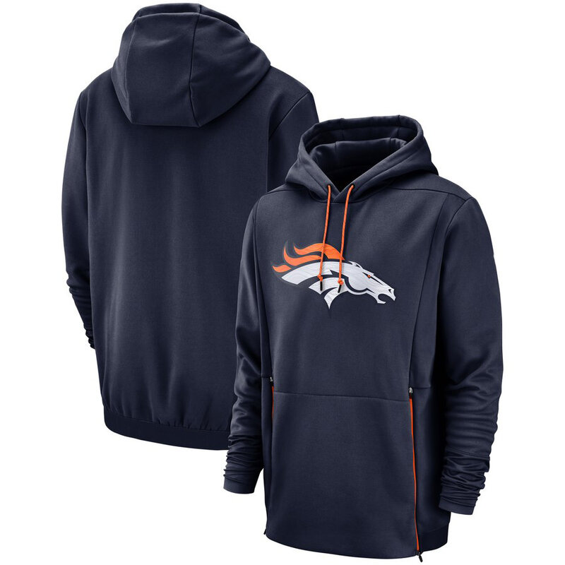 Game Day NFL apparel - NFL Team Hoodie Denver Broncos Football Apparel Blue,long sleeve drawstring hooded sweatshirt football wear with front pockets