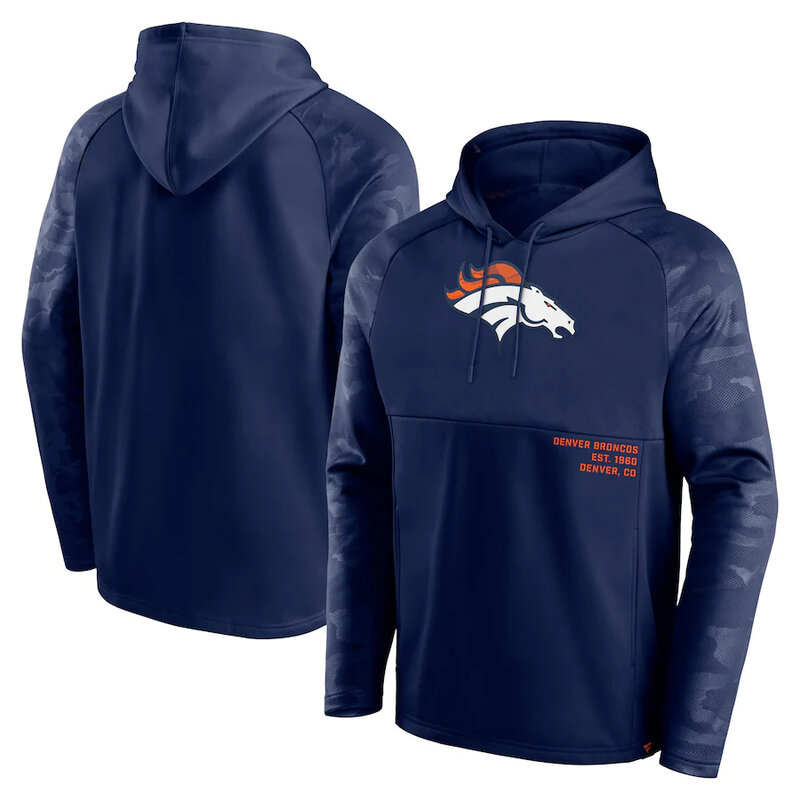Game Day NFL apparel - NFL Team Hoodie Denver Broncos Football Gear Blue,long sleeve drawstring hooded sweatshirt football wear with front pockets