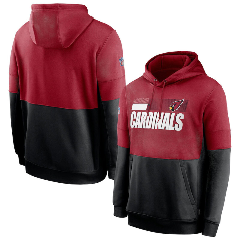 NFL apparel - NFL Team Logos Pullover Hoodie Arizona Cardinals Jersey Red,long sleeve drawstring hooded football gear with front pockets