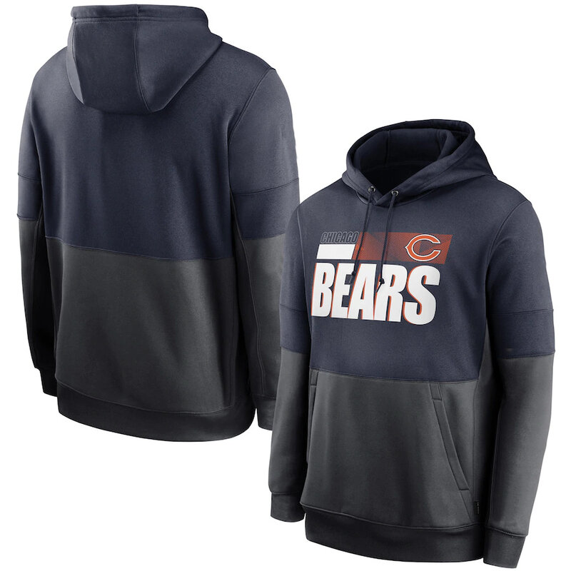 NFL apparel - NFL Team Logos Pullover Hoodie Chicago Bears Jersey Blue,long sleeve drawstring hooded sweatshirt football wear with front pockets
