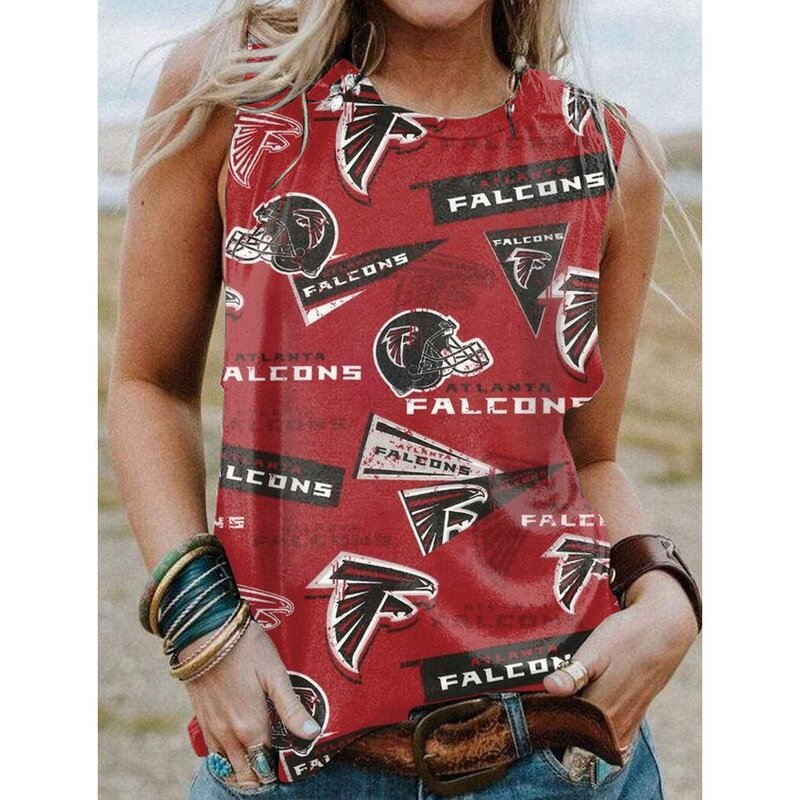 NFL Atlanta Falcons Women Tank Top Shirt Red,Casual Loose Tunic Blouses for ladies