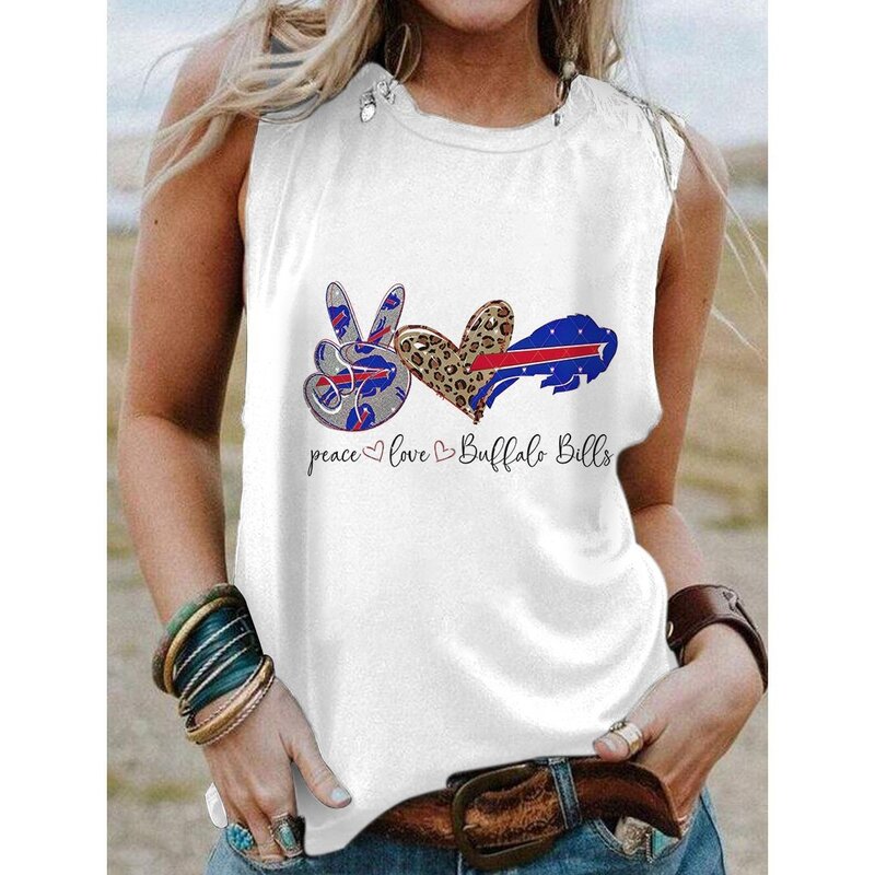 NFL Buffalo Bills Sleeveless Tank Top For Women White,Casual Loose Tunic Blouses for ladies