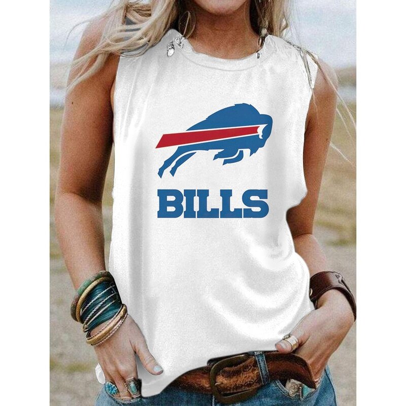 NFL Buffalo Bills Sleeveless Tee Women Tank Top White,Casual Loose Tunic Blouses for ladies